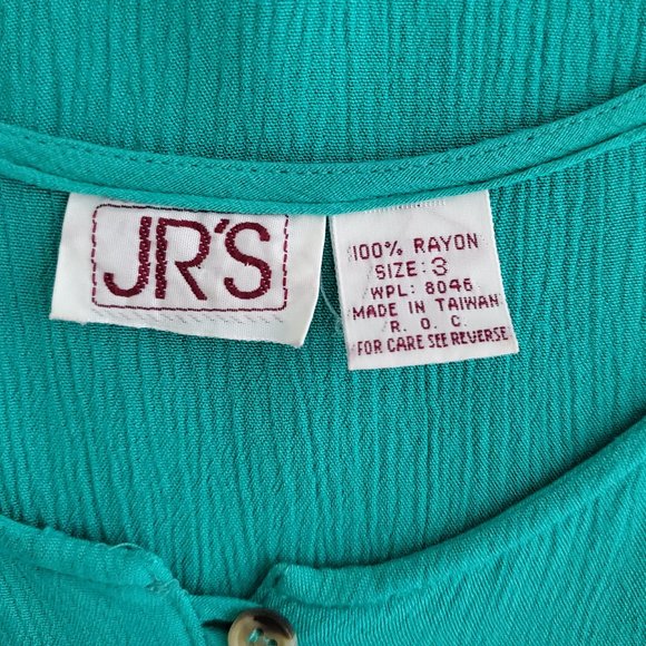 JRs (Vintage) Scoop Neck Crepe Shell / Tank Top | EUC | SP | Blue-Green - Picture 10 of 11